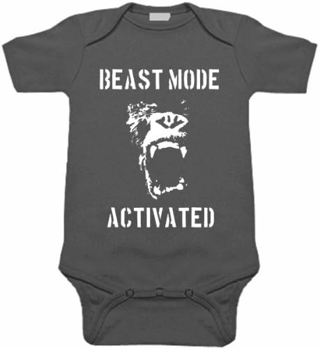 BEAST MODE ACTIVATED BABY ONE PIECE CREEPER ROMPER (18 Month, Charcoal)