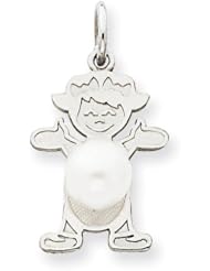 14K White Gold Girl 7x5 Oval Cultured Pearl-Jun. Metal Wt- 0.87g