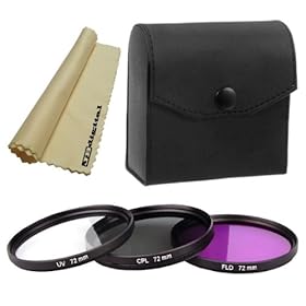 JB Digital 72mm Multi-Coated 3 Piece Filter Kit (UV-CPL-FLD) + Microfiber Cleaning Cloth