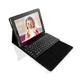 LEICKE Sharon - Custodia per iPad 4 Retina-Display, iPad 3 e iPad 2 in Ecopelle Nera con tastiera Bluetooth extra-slim estraibile (layout inglese) - Finissima qualit� e alta lavorazionedi LEICKE Sharon
