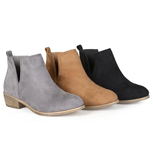 Brinley Co. Womens Faux Suede Cut-out Round Toe Boots