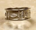 Personalized Egyptian Band Rings with Hieroglyphic Symbols in Silver