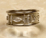 Personalized Egyptian Band Rings with Hieroglyphic Symbols in Silver