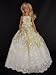 Stunning White Gown with Large Accent Gold and Flowers Made to Fit the Barbie Doll