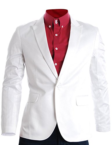 FLATSEVEN Mens Slim Fit Stylish Peaked Lapel Blazer Jacket