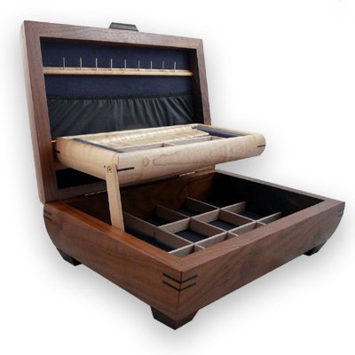 Handmade Walnut & Maple Wood Jewelry Box On Sale