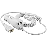 Getwow 3308050 Fast Retractable Dual-Port Car Charger for Samsung Galaxy S5 / Note 3 - White