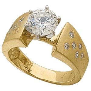 14K Yellow Gold Diamond Engagement Ring (Center stone is not included)