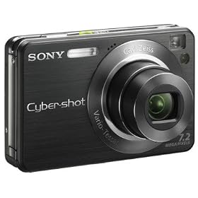 Bundle: Sony W120 Black Digital Camera 7.2MP Zoom + Free Hard Case