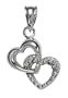 14k White Gold Diamond-cut Faux Interlocking Heart Charm