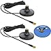 HQRP SET: 2 PCS 3M RP-SMA WiFi Antenna Extension Cable Connector Magnetic Base for D-Link DIR-825 / DIR-628 / DGL-4500 / DIR-660 / DIR-615 / DIR-855 / DIR-655 + HQRP Coaster