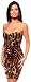 FITTED RUCHED SEXY LEOPARD STRAPLESS PARTY MINI DRESS, Small