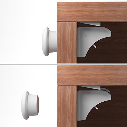 #1 Rated Magnetic Child Safety Cabinet Locks - Baby Proof - Fits Most Cabinets and Drawers - Baby Safe Home - Easy Install - No Screws or Drilling - 1 Key 4 Locks