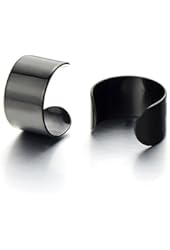 Pair Black Stainless Steel Ear Cuff Ear Clip Non-Piercing Clip On Earrings for Men and Women