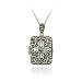 Sterling Silver Marcasite & Blue Topaz Flower Locket Pendant