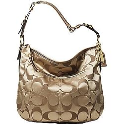 Coach Soho Signature Large Hobo Shoulder Bag Purse 12676 Khaki Mahogany
