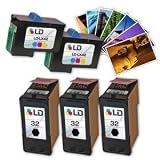 Lexmark #32 & #42 Remanufactured Combo Set - 3 Black #32 (18L0032) and 2 Color #42 (18L0042) + Free 20 Pack of LD Brand 4x6 Photo Paper