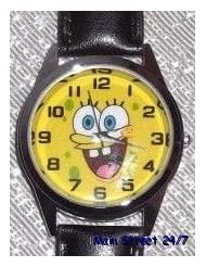 Nickelodeon SPONGEBOB Squarepants Black Leather Strap WRIST WATCH