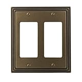 Amerelle 84RRRB Steps Cast Metal Double Rocker/GFCI Wallplate, Rustic Brass