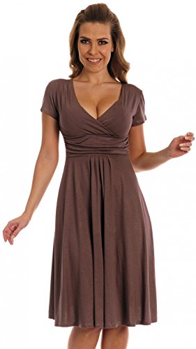 Glamour Empire Women's Knee Length Short Sleeve Jersey Skater Summer Dress 108