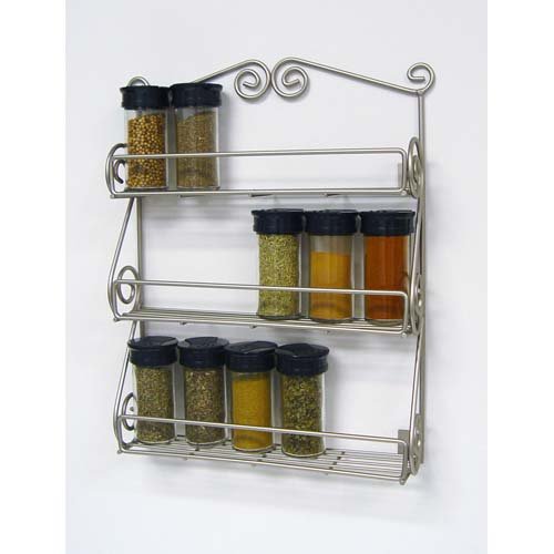 Detail image Scroll Wall-Mounted Spice Rack in Satin Nickel