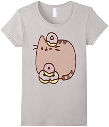 Women's Pu-sheen The Cat Donuts Juniors Pink T-shirt Small Silver