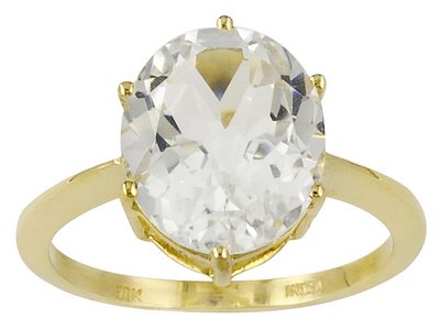 10KT 6.00CT WHITE TOPAZ SOLITAIRE RING