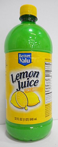 Better Valu Lemon Juice (Reconstituted) in 32 Oz Bottles (Case of 12)