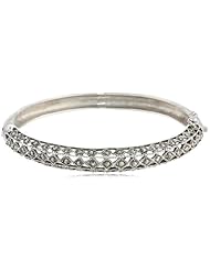 Ornate Marcasite and Sterling Silver Clasp Bangle Bracelet, 7.5"