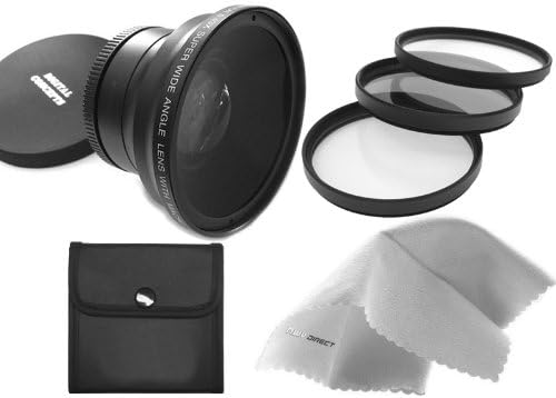 58mm 0.43x Super Wide Angle Lens With Macro (Wider Alternative To Canon WC-DC58A) + 58mm 3 Piece Filter Kit, Includes Ultraviolet, Polarizer & Fluorescent + Nwv Direct Micro Fiber Cleaning Cloth