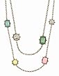 44" LONG! Glam Naturale "Past Time" Recycled Bauble, Faux Pearl & Brass Chain Layering Necklace - REVERSABLE!