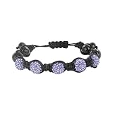 IMAGE OF AFBS040 9mm Round Sparkling Light Amethyst Crystal Shamballa Bracelet