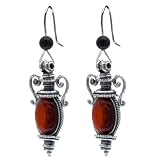 Cherry Amber Sterling Silver Catherine the Great Collection Antique Reproduction Style Hook Earrings