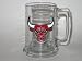 CHICAGO BULLS 15 ounce GLASS TANKARD MUG with Pewter Logo