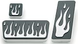 All Sales MFG Billet Aluminum Pedal Pads Black w/ Flames Ford F250+ 1999 to 2007 SuperDuty