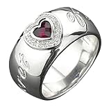 Petra Azar Secret of Love Ring with Heart Shaped Red Sapphire and Diamond Bezel