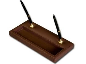 Chocolate Brown Leather Double Pen Stand