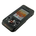 SONY ERICSSON W580 BLACK Rubber Coating Hard Plastic Snap-On Protective Rubberized Faceplate Carrying Case With Removable Belt Clip