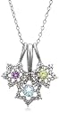 Platinum Overlay Sterling Silver Amethyst, Blue Topaz, Peridot & Diamond Accent Pendant, 18"