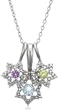 Platinum Overlay Sterling Silver Amethyst, Blue Topaz Peridot & Diamond Accent Pendant, 18