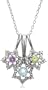 Platinum Plated Sterling Silver Amethyst, Blue Topaz, Peridot and Diamond Accent Pendant, 18"