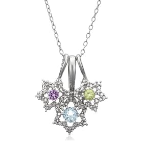 Platinum Overlay Sterling Silver Amethyst, Blue Topaz Peridot and Diamond... by Blue-Topaz Necklaces