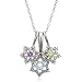 Platinum Plated Sterling Silver Amethyst, Blue Topaz, Peridot and Diamond Accent Pendant, 18"