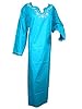 Womans Muumuu Caftan Neck Embroidered Blue Long Maxi Dress Nighty XXL