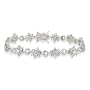 Stunning! Sterling Silver Simulated Aquamarine CZ and Simulated Diamond CZ Flower Bracelet
