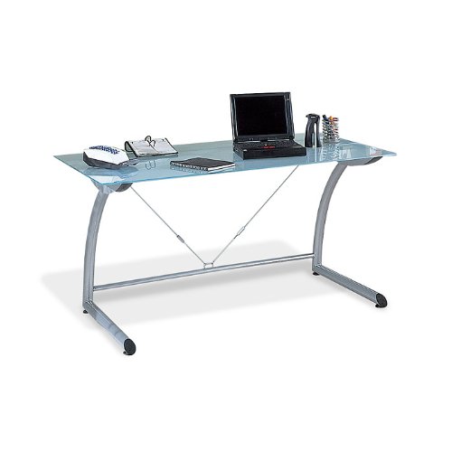 Studio RTA Executive Series Glass Top Laptop Desk Frost Glass Top/Silver Finish Frame