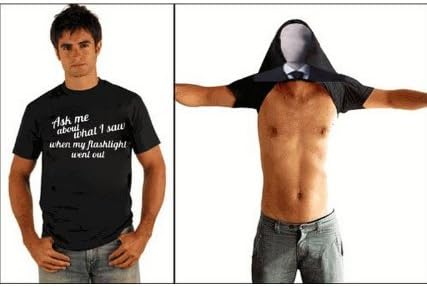 The Slender Man Ask Me About What I Saw When My Flashlight Went Out Adult Flip Black T-shirt (Adult XX-Large)