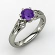 Round Amethyst Ring in Platinum