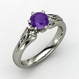 Round Amethyst Ring in Platinum