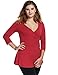 Meaneor Womens V Neck Comfy Loose Fit 3/4 sleeve Tunic Top Peplum Top (L-4XL)